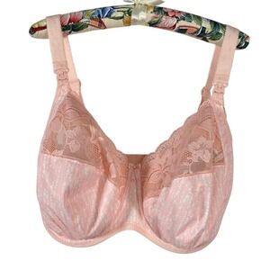 Elomi Womens Molly Nursing Bra 42I Pink Underwire Full Coverage Adjustable Strap